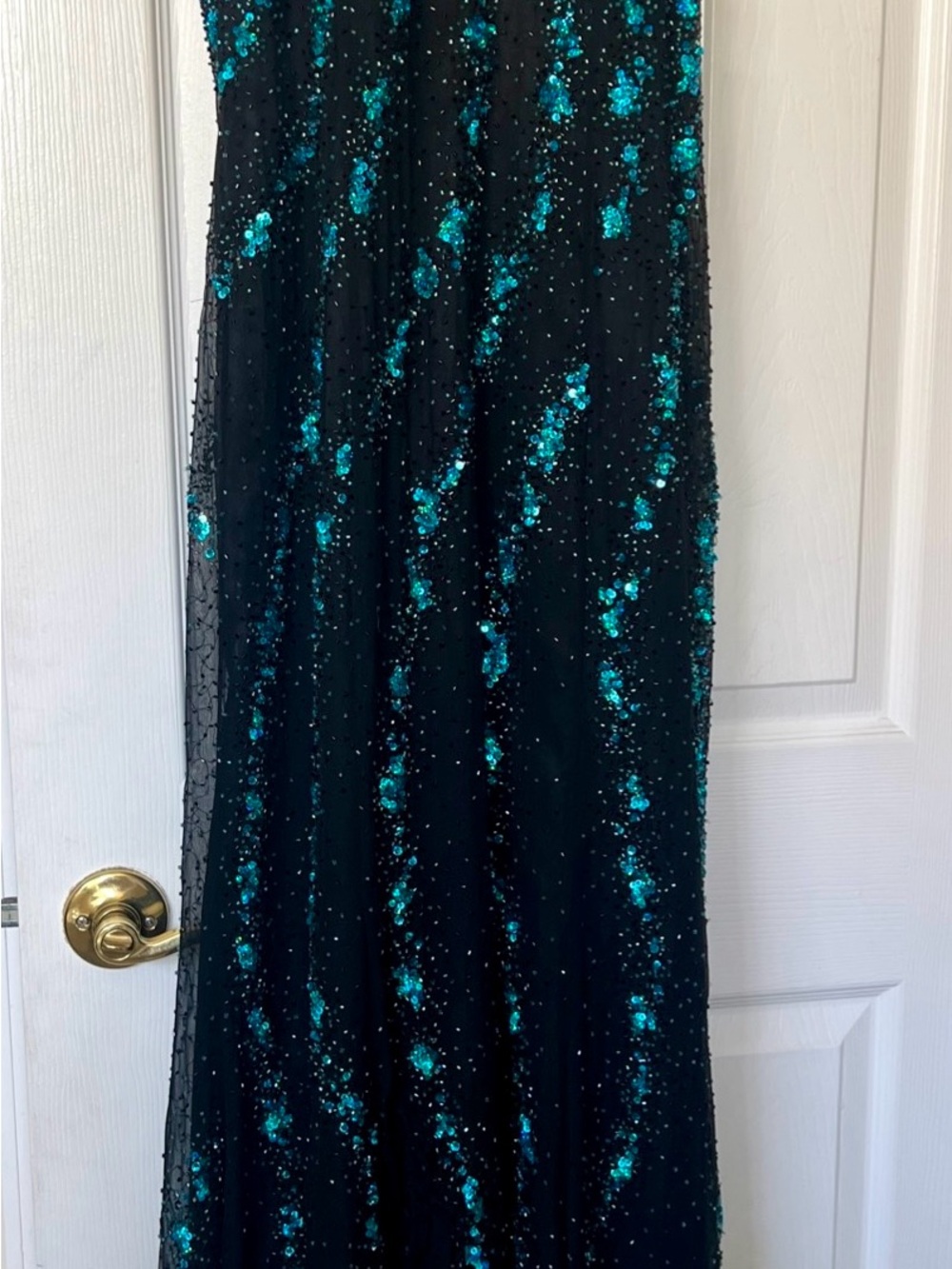 Tiffany Designs Halter Top Sheer Evening Dress 100% Silk Fully Sequined Sz 14 - Picture 11 of 14